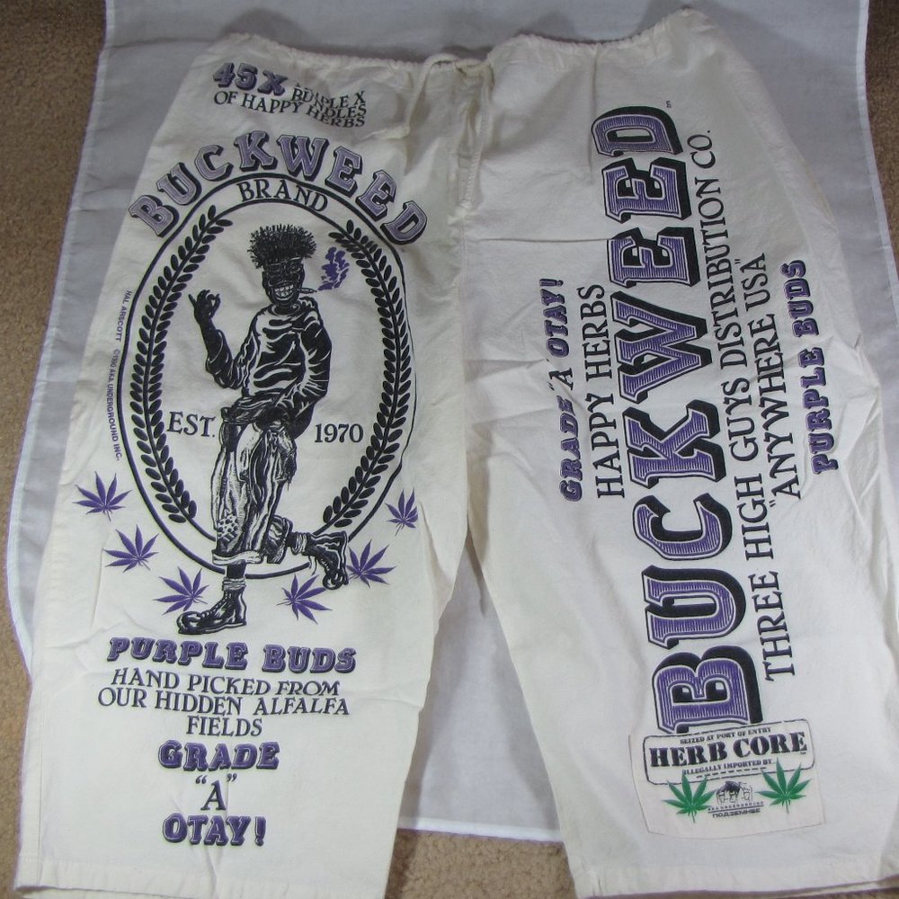 Vintage AKA Underground Long Shorts Buckweed Hal Arscott 1990 Purple Buds Pocket